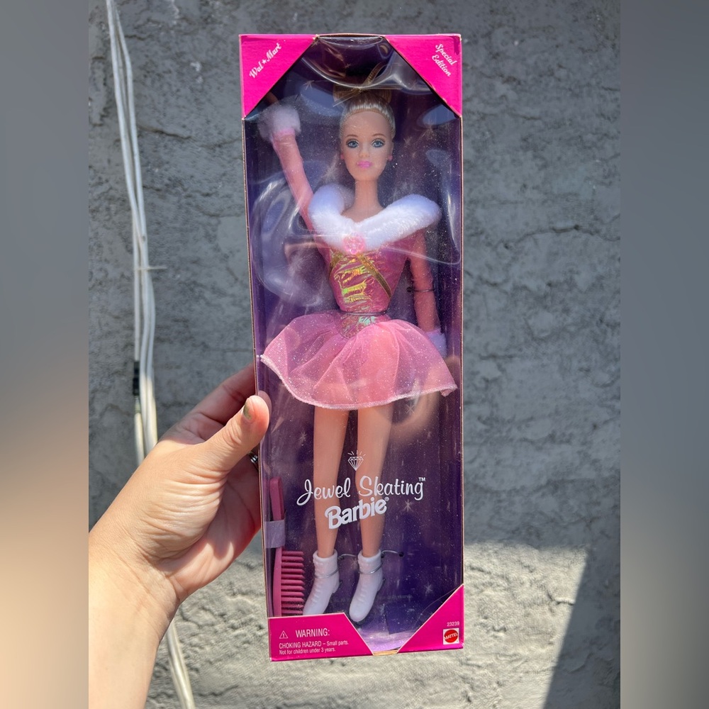 Vintage Barbie Jewel Skating Doll in Pink and White